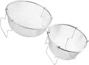 SECFOU Multipurpose Stainless Steel Frying Basket Folding Handle 2pcs for French Fries Chicken Easy to Cle