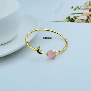 【現貨精選】Kate Spade 鋯石鑲嵌粉色石頭星球時尚開口手鐲耳環