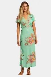 AUGUSTE THE LABEL Womens Rianne Midi Dress - Leonie Mint Green Floral