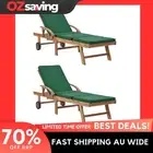 Sunloungers 2 pcs cushions adjustable teak wood green outdoor patio 195x59.5 463