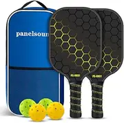 Pickle Ball Set, Lightweight Fiberglass Pickleball Paddles with Outdoor Pickleballs and Carry Bag