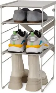 Joseph Level Adjustable Tier Shoe Rack Organiser, Durable Single, Ecru