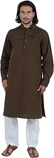 [Atasi] Men’s Henley Solid Long Sleeve Kurta Mandarin Collar Ethnic Long Wear