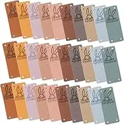 JEWEDECO 50Pcs Leather Tags for Handmade Items Soft Labels with Holes for DIY Clothing Bags Hats and Crafts Colors Each for Unique Personalization