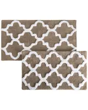 Lavish Home Cotton Plush 2Pc Bath Mat Set 2 pc Taupe