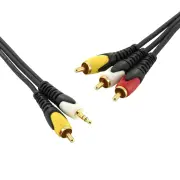 1.5m ISIX 1RCA & 3.5mm Stereo Audio to 3RCA Composite AV Audio Video Cable