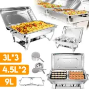 Food Warmer Buffet Server Large Bain Marie Stainless Steel 9L/3x3L/4.5Lx2 Tray