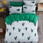 New Cactus Printing Green Bedding Set Duvet Cover+Sheet+Pillow Case Four-Piece