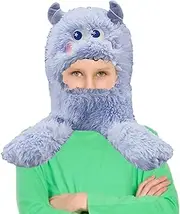 PUCHEN Plush Hats for Kids,Adorable Alien Winter Hat | Cozy Velvet Novelty Multifunctional Hooded Scarf Themed for Adult Women Kids