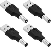 VGOL 4pcs USB to DC Power Connector Adapter USB 2.0 Male to DC 5.5mm x 2.1mm Male Plug Connector for 5V DC Power Laptops Router Keyboard