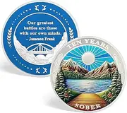 ACGZQY 10 Years Sobriety Coin - Recovery Sunlight, Reborn from the Storm AA Chip & Medal Sober Token Alcoholics Anonymous