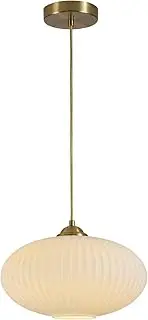 KCO Lighting Mid Century Modern Gold Globe Pendant Lighting Brushed Brass White Opal Glass Pendant Light Antique Farmhouse Single Hanging Kitchen Island Lighting Fixture