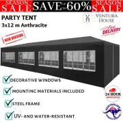Event Tent Shade Outdoor Gazebo Marquee Wedding Camping Canopy 3x12m Anthracite