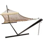 2-Person Polyester Rope Hammock with Steel Stand - Brown by Sunnydaze