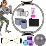 Pilates Equipment Kit, Pilates Kit, Exercise Ball, Pilates Ring Kit, Home Equipment, Stretriement Belt, Multifunctional Training Accessories for Adults and