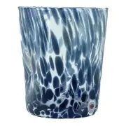 Murano Glass Drinking Art Glass Tumbler Blue Hand Made Orange Millefiori
