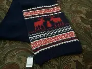 Ralph Lauren POLO American Flag Patch Holiday Reindeer Moose Lambswool Ski Scarf