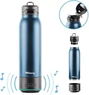 Vacuum Insulated Water Flask Bottle w/ Rechargeable Bluetooth Speaker Navy Blue