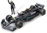 [Bburago] Mercedes AMG Petronas W14 Lewis Hamilton #44 2023 - Realistic 1:24 Scale Car and Lewis Hamilton Figure, Officially Licensed Product by Mercedes, Recommended Age 14+ Years