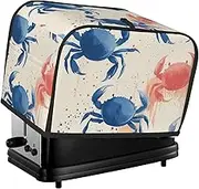 Watercolor Crab Print 2 Slice Toaster Cover Fingerprint Bread Maker Protectors,Kitchen Small Appliance Dust Cover