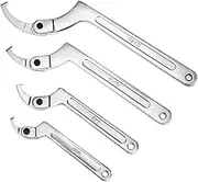 QWORK Spanner Wrench 4-Piece Set, High-Carbon Steel Adjustable Round & Square Head, Multi-size Heat-resistant Tool for Machinery, Automotive & Equipment Maintenance
