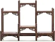 Chicken Wing Wood Antique Shelf Small Solid Wood Ornaments Storage Tea Set Rack Duobao Pavilion Purple Clay teapot Display Rack Storage Rack,D