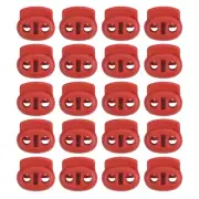 0.7x0.8" Cord Locks, 100 Pack Double Hole Spring End Toggle Stopper, Dark Red