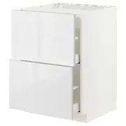 METOD / MAXIMERA base cab f hob/2 fronts/2 drawers, white/Ringhult white, 60x60x80 cm