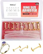 [ELETIUO] 13 Pack Filled Gold/Silver Metal Ring Guard with 4 Sizes Spirals,Invisible Ring Size Adjuster Set for Loose Rings,Ring Guard, Ring Sizer, Fit for Men and Women Rings,2 Styles (Gold+Transparent)