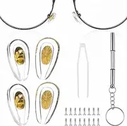Soft Silicone Eyeglass Nose Pads, 2 Pairs Screw-in Eyeglass Nose Pads Metal Core Air Chamber Glasses Nose Pads lasses Nose Pads Replacement Kit with Micro Screw and Screwdriver (Gold)