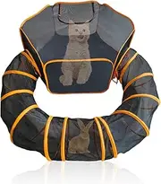 Outdoor Cat Enclosure Tunnel, Portable Outdoor & Indoor Cat Tent, Pop Up Travel Playpen for Puppies, Kittens, Rabbits, Guinea Pigs, and Small Pets - Foldable Enclosed Mesh Pen