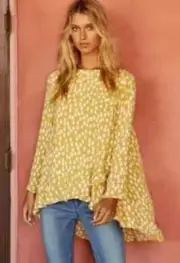 MISTER ZIMI - Size 14 NWT 'Louise Top - Mustard Spot' long sleeve ruffle