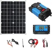Modified Sine Inverter 500W Power Inverter DC 12V to AC 220V Car Charger Converter with 18W Solar Panel and 30A Solar Charge Controller Suitable for Mobiles/Phones/Computers/Laptop/