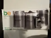 Basic Essentials 3 Piece Stainless Steel Canister Set New*