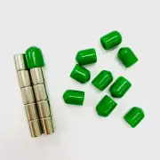 10X Neo Push Pin Magnets with Reusable GREEN Caps | Fridge Whiteboard Hold Memo