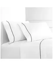 Melange Home 300 Thread Count Percale Single Embroidered Stripe Sheet Set