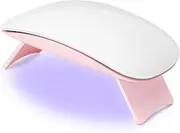 Madenia Mini UV Lamp for Gel Nails, 6 W USB Portable Nail Dryer, UV LED Lamp for Nail Polish with 60s Timer, Mini UV Nail Lamp for Gel Nail Polish, Gel Nails, Shellact for Beginners, Pink