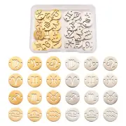24pcs/Box Flat Round Zodiac Signs Charm Link Bracelet Connectors Jewelry Making