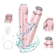 Electric Shaver for Women, 2 in 1, Dual Head, Painless Bikini Trimmer, Wet and Dry Use, Ladies Pubic Hair, Detachable Head