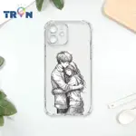 【TRON】IPHONE 12 MINI/12 PRO MAX/12/12 PRO 情侶深情擁抱素描系列 四角防摔殼 軟殼 手機殼