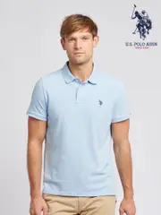 U.S. Polo Assn. Light Blue Regular Fit Pique 100% Cotton Polo Shirt (K90293) | $115