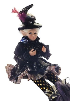 Nicole Miller Home Elf Doll Halloween / Autumn/ Fall 18" Black & Gold New w/ Tag