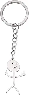 [ULELA DIKML] Smiley Face Key Chain Cute Keychain Funny Sign Language Keychains Door Car Key Chains for Ladies Men Kids Key Chain Clip Personalized Hanging Decorations for Cars Bags, Silver