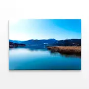 Lake with Sky, Mountains Print 100% Australian Made 75 x 50cm (Stretched)