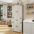 Farmhouse Kitchen Pantry Storage Cabinet Cupboard with Drawer & Adjustable Shelf