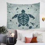 Rustic Blue Lobster and Turtle Tapestry