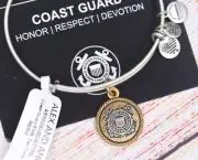 NEW Alex and Ani Coast Guard Two Tone Charm Bangle Gold Silver Bracelet W/Card