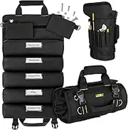 Tool Roll Bag,Roll Up Tool Bag Organizer,13 Pockets Small Tool Roll Storage Pouch,Heavy Duty Portable Tool Storage Carrier Bag for Men,Mechanic,Electrician & Hobbyist,Black