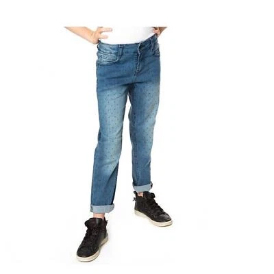 Paris Blues Girls' Diamond Print Medium Wash Demin Blue Skinny Jeans, Size 16