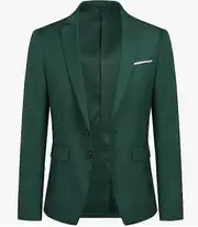 Men's Business Blazer Solid Slim Fit Jacket Green XL